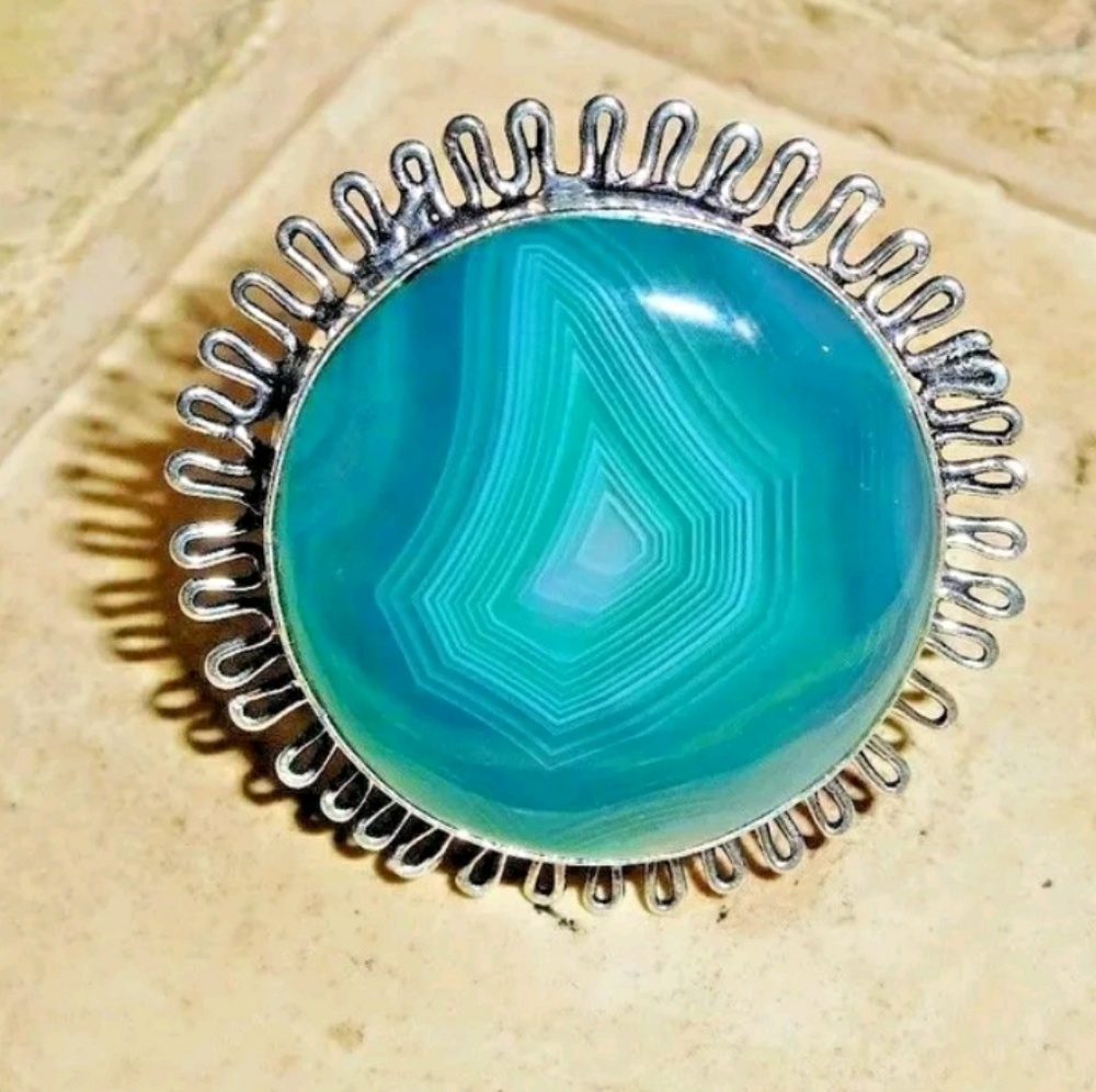 Natural Botswana Agate 925 Silver Ring - image 6